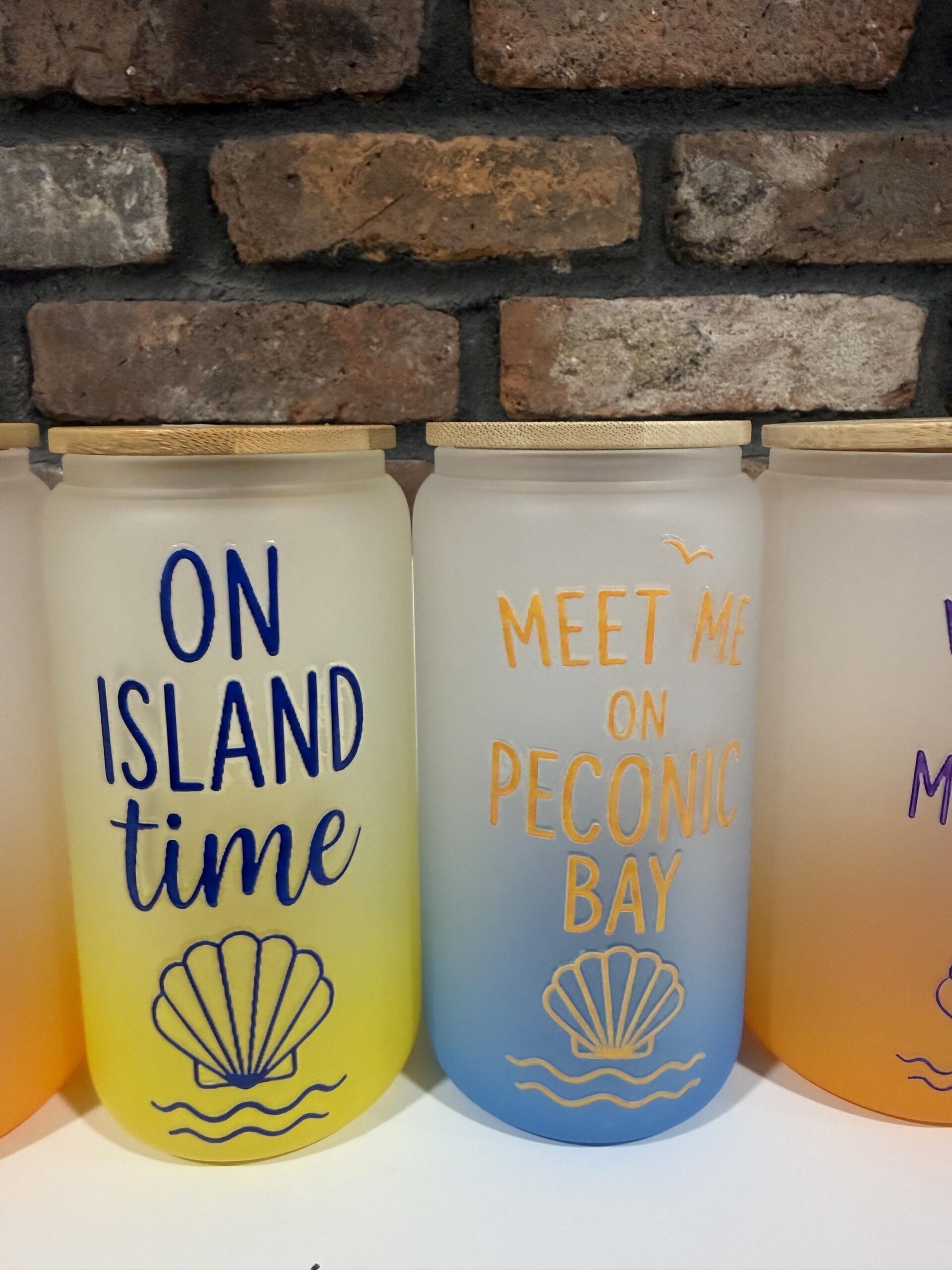 Nautical 16oz Glass Cup with Bamboo Lid & Straw | Long Island Summer Cup | Boat Mode | Vitamin Sea | On Island Time | Custom Bay Cup - Image 2