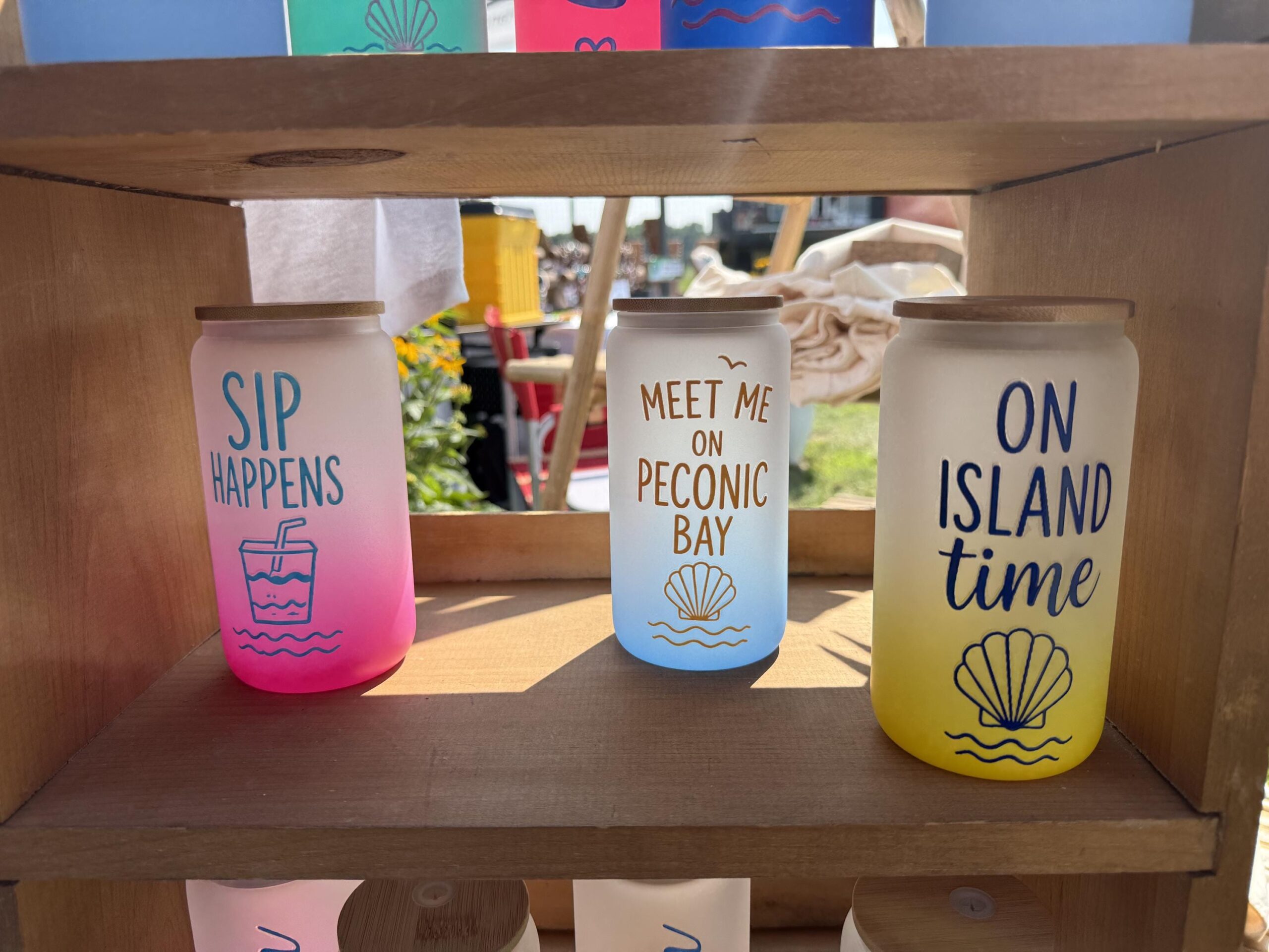 Nautical 16oz Glass Cup with Bamboo Lid & Straw | Long Island Summer Cup | Boat Mode | Vitamin Sea | On Island Time | Custom Bay Cup - Image 7