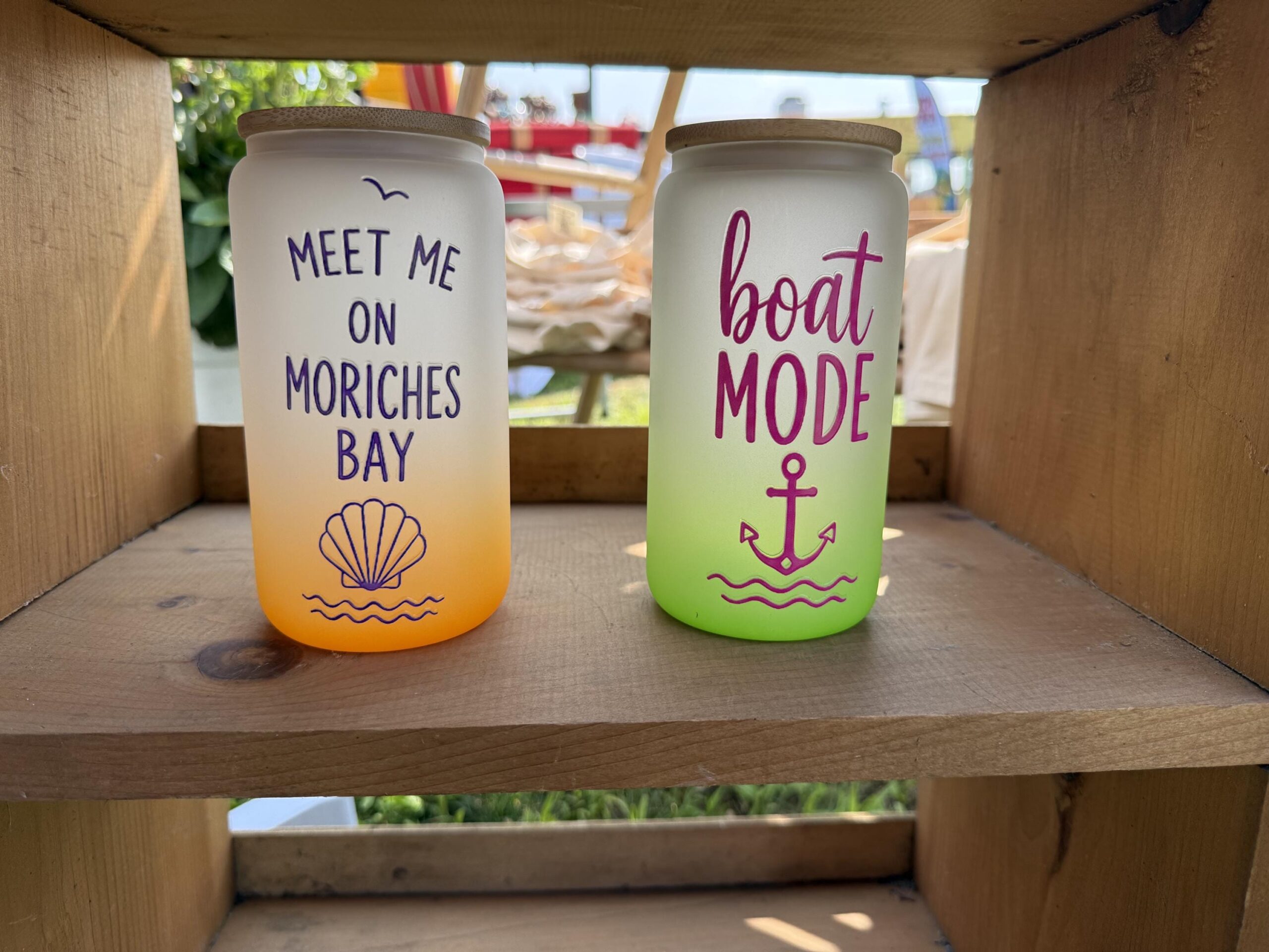 Nautical 16oz Glass Cup with Bamboo Lid & Straw | Long Island Summer Cup | Boat Mode | Vitamin Sea | On Island Time | Custom Bay Cup - Image 9