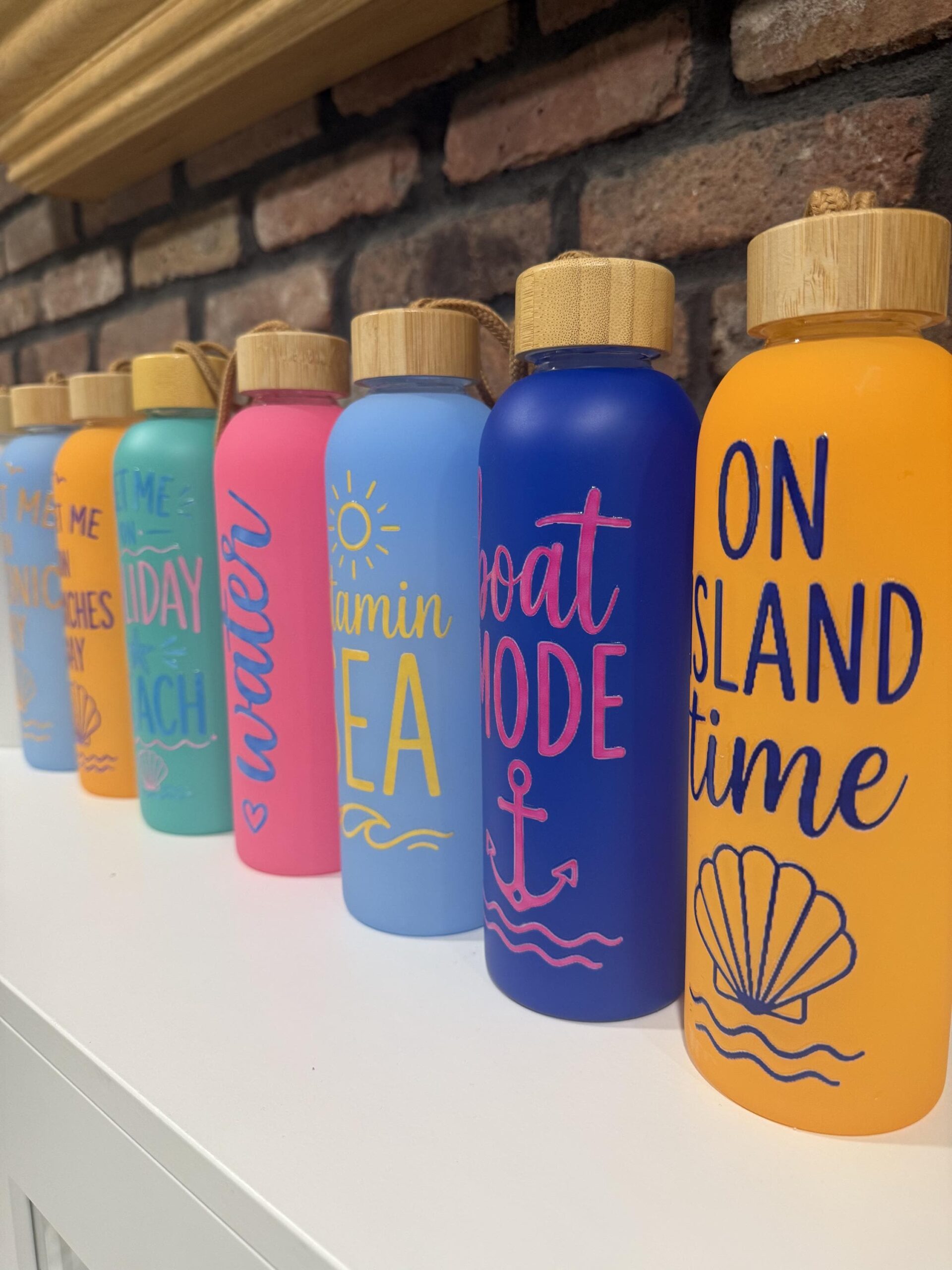20oz Nautical Glass Water Bottle with Bamboo Lid | Coastal Water Bottle | Long Island Gift | Boat Lover Gift | Beach Water Bottle - Image 2