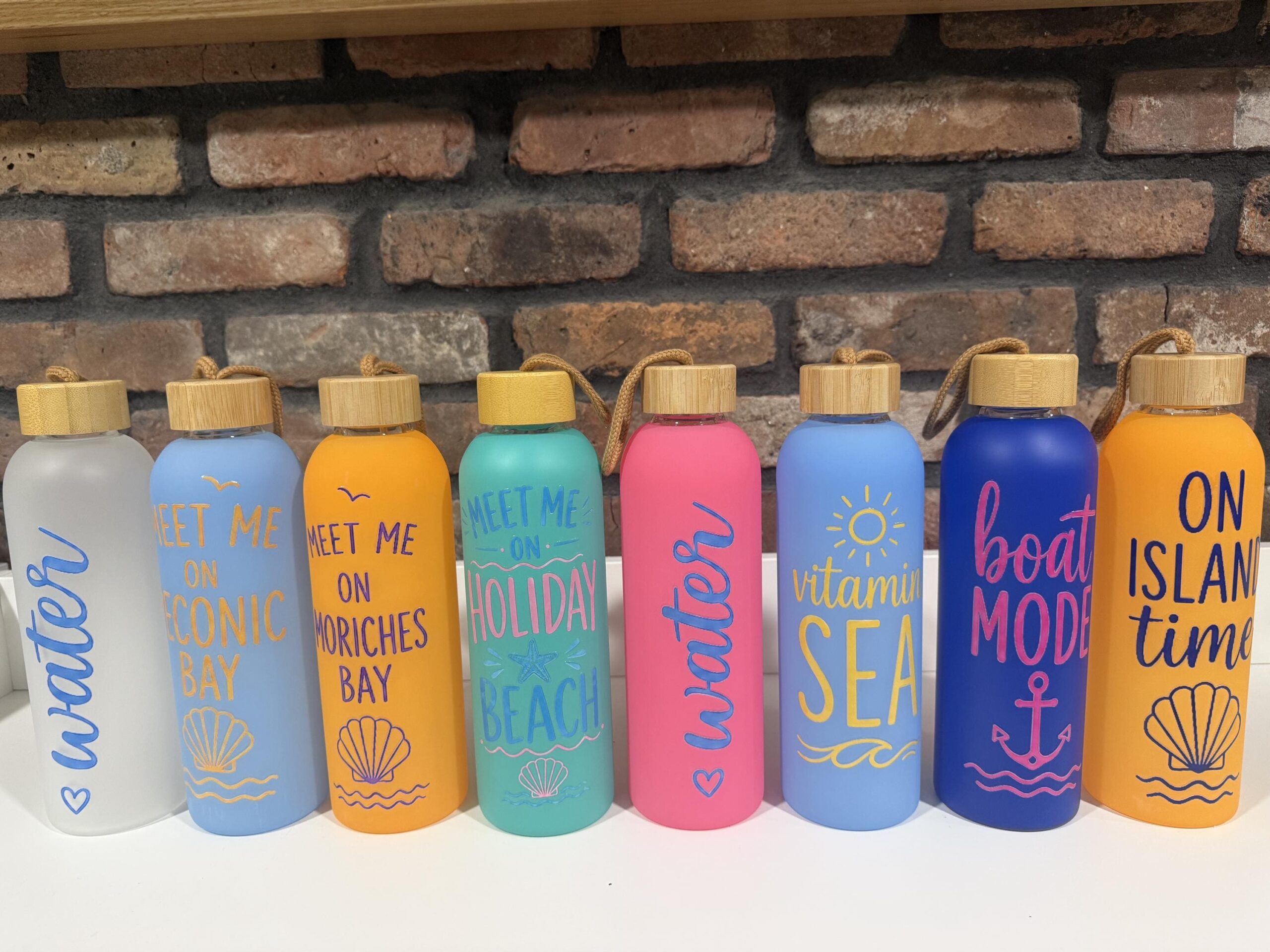 20oz Nautical Glass Water Bottle with Bamboo Lid | Coastal Water Bottle | Long Island Gift | Boat Lover Gift | Beach Water Bottle - Image 4