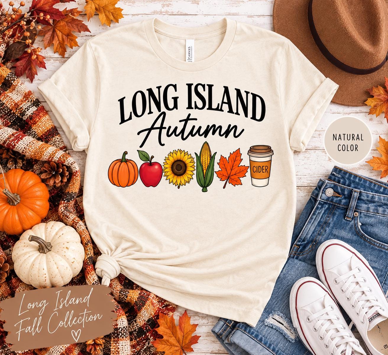 Long Island Autumn Shirt | Long Island Fall T-Shirt | Pumpkin Picking Tee | North Fork Fall Shirt | Apple Picking Long Island Tee