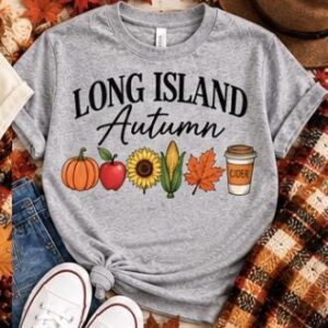 Alternative view of Long Island Autumn Shirt | Long Island Fall T-Shirt | Pumpkin Picking Tee | North Fork Fall Shirt | Apple Picking Long Island Tee
