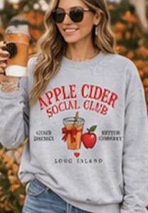 Alternative view of Apple Cider Social Club Sweatshirt | Long Island Fall Crewneck (Collegiate Style)