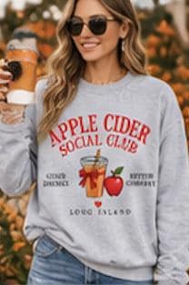 Apple Cider Social Club Sweatshirt | Long Island Fall Crewneck (Collegiate Style) - Image 2