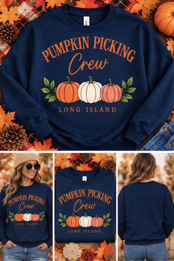 Pumpkin Picking Crew Sweatshirt | Long Island Fall Crewneck | Pumpkin Patch Sweatshirt | Fall Long Island Shirt | Autumn Farm Gift - Image 3