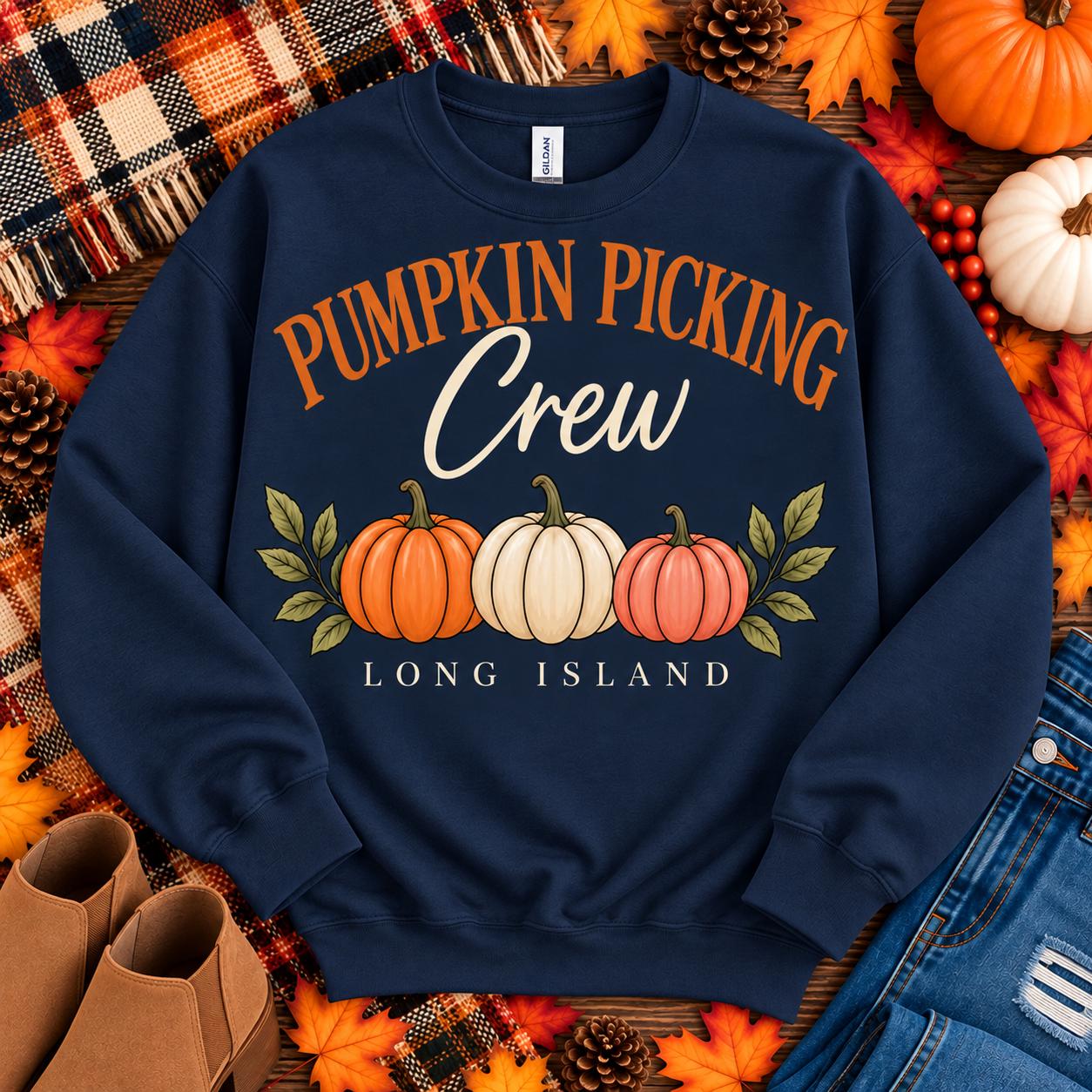 Pumpkin Picking Crew Sweatshirt | Long Island Fall Crewneck | Pumpkin Patch Sweatshirt | Fall Long Island Shirt | Autumn Farm Gift