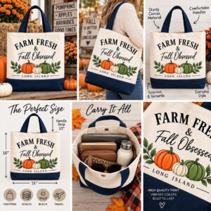 Alternative view of Farm Fresh Fall Obsessed Tote | Long Island Pumpkin Patch Bag (14.96" x 18.5")