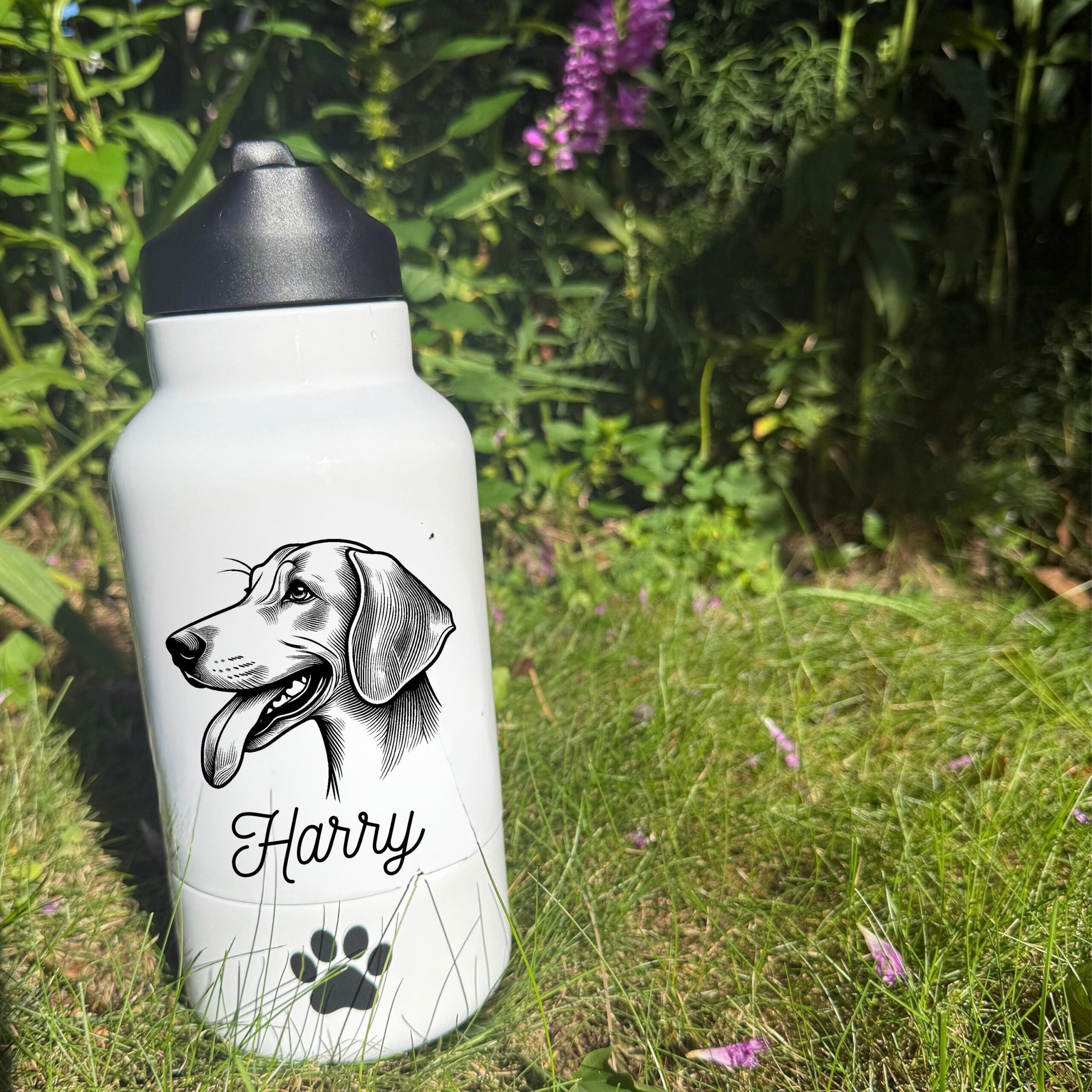 American Bulldog, American Eskimo or American Foxhound Personalized Dog Water Bottle with Bowl - Image 4