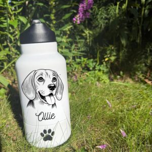 Basenji, Basset Hound,  Beagle Custom Dog Water Bottle with Bowl