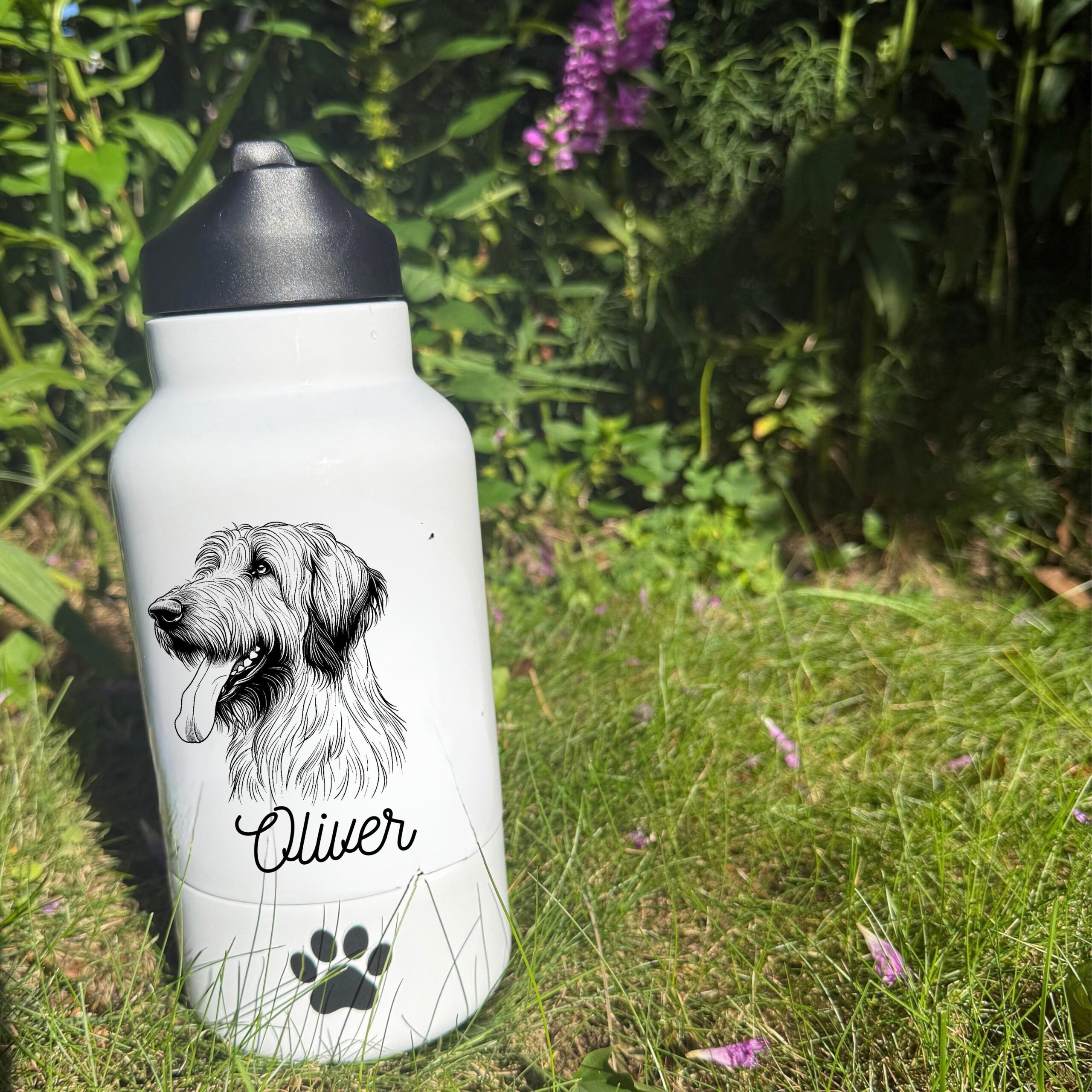 Belgian Tervuren, Bergamasco, Berger Picard Custom Pet Water Bottle with Bowl - Image 4