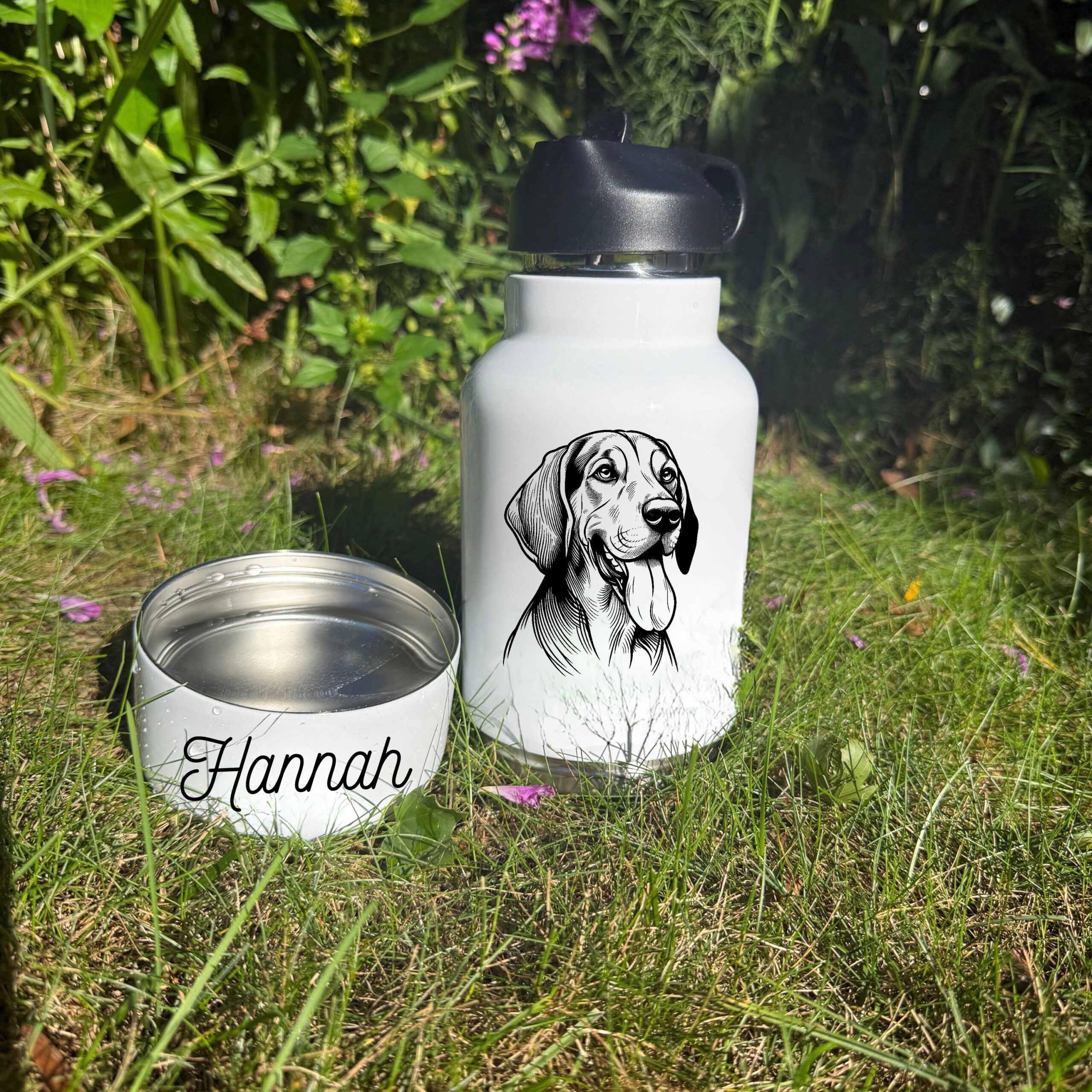 Bloodhound, Bluetick Coonhound, Boerboel or Border Terrier Custom Pet Bottle and Bowl - Image 3