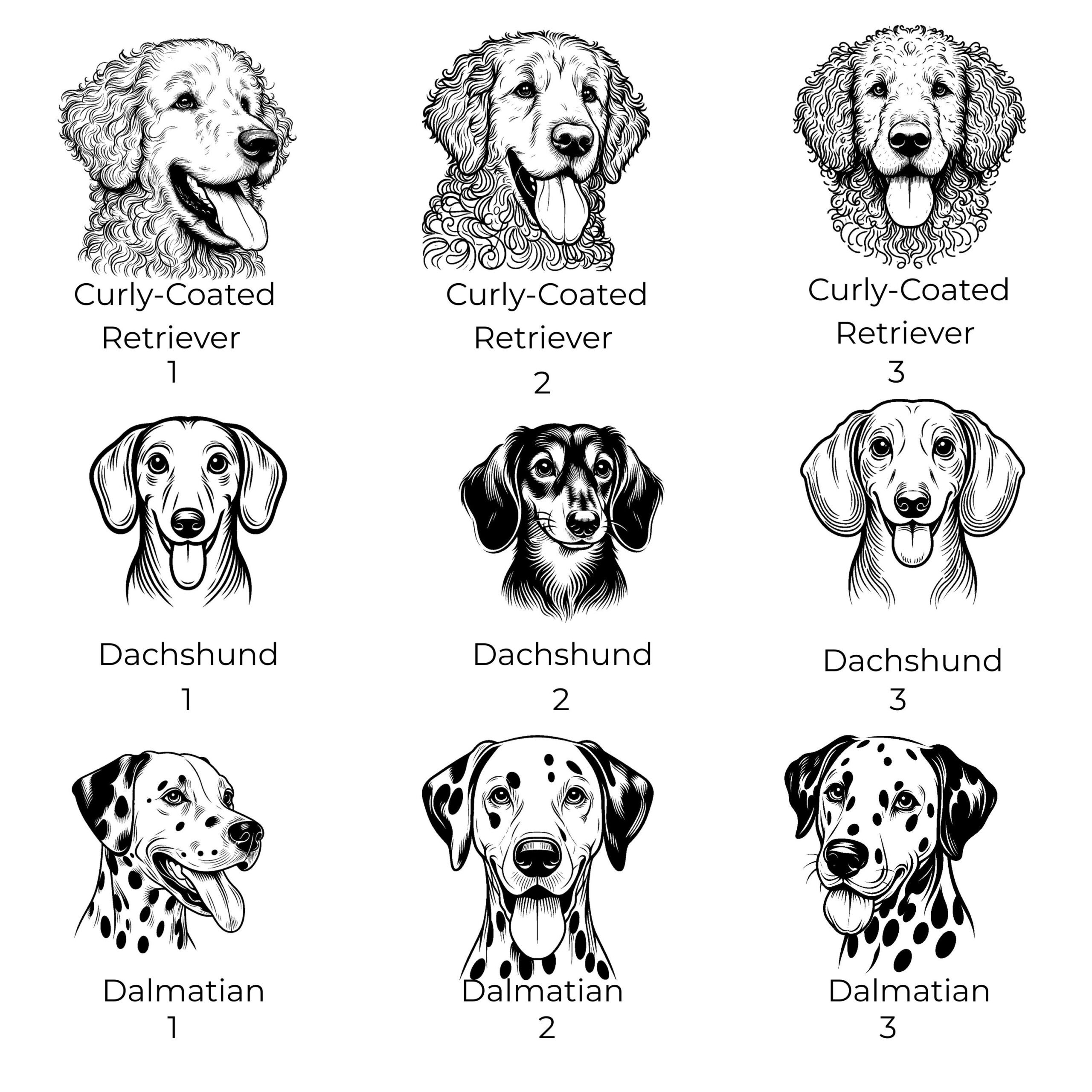 Curly-Coated Retriever, Dachshund & Dalmatian Custom Pet Portrait Bottle and bowl - Image 4