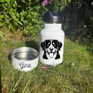Alternative view of English Toy Spaniel,  Entlebucher Mountain, Field Spaniel  Custom Pet Portrait Bottle and bowl