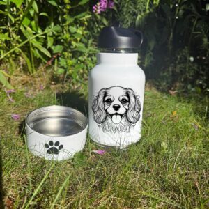 English Toy Spaniel,  Entlebucher Mountain, Field Spaniel  Custom Pet Portrait Bottle and bowl