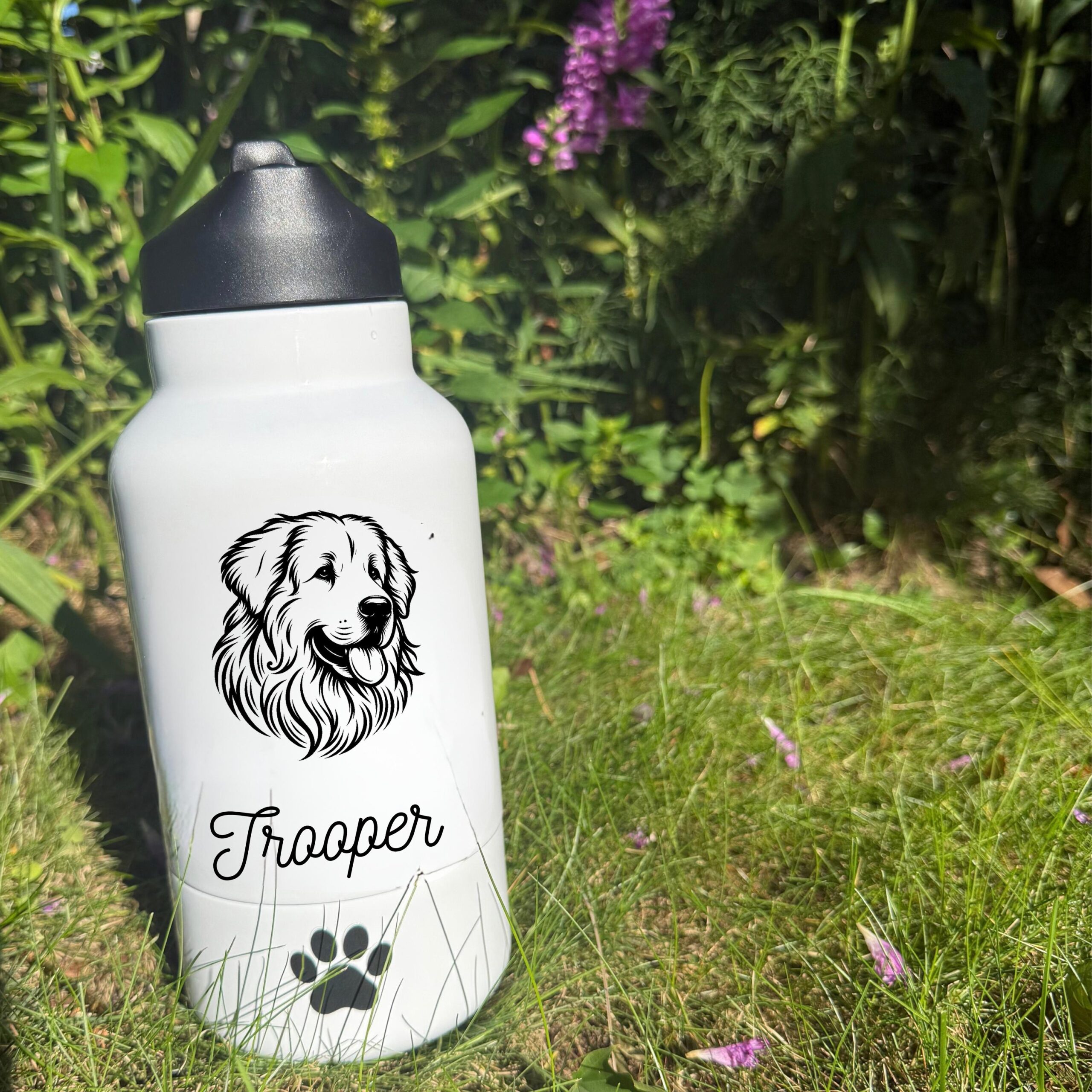 Great Pyrenees, Greater Swiss Mountain or Greyhound Custom Pet Portrait Bottle and bowl - Image 3