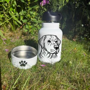 Kuvasz, Labrador Retriever, Lagotto Romagnolo Custom Pet Portrait Bottle and bowl