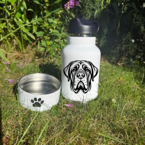 Manchester Terrier, Maremma Sheepdog or Mastiff  Custom Pet Portrait Bottle and bowl