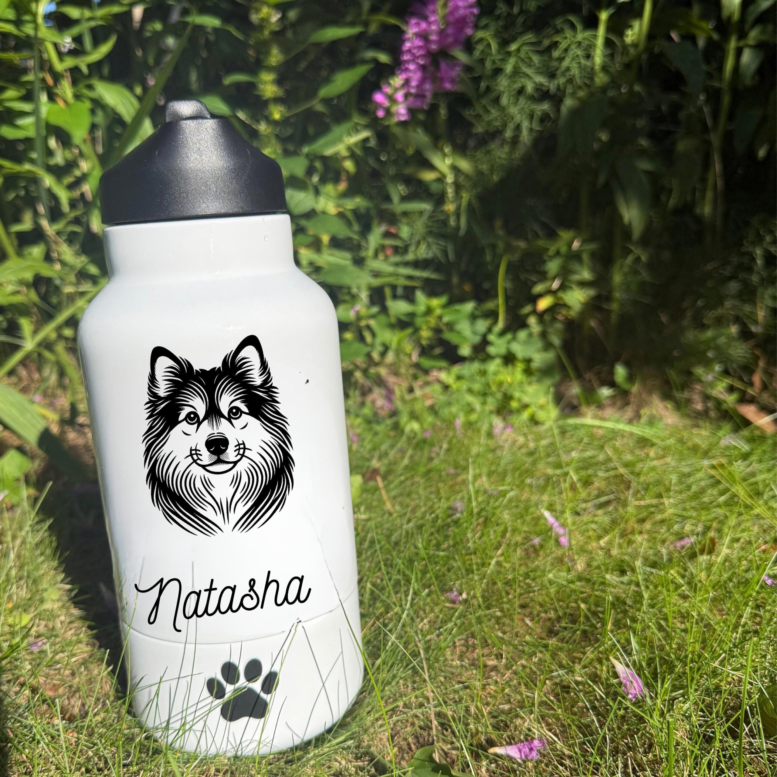 Newfoundland, Norfolk Terrier & Norwegian Buhund Custom Pet Portrait Bottle and bowl - Image 3