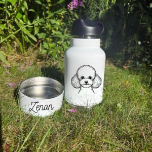 Alternative view of Personalized Poodle  Custom Pet Portrait Bottle and bowl