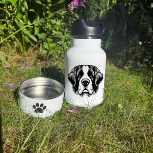 Saint Bernard,  Saluki or Samoyed  Custom Pet Portrait Bottle and bowl