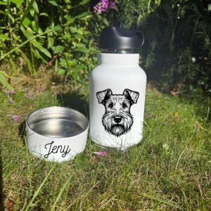 Alternative view of Welsh Springer Spaniel, Welsh Terrier or West Highland White Terrier Custom Pet Portrait Bottle and bowl