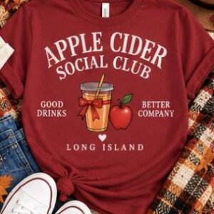 Alternative view of Apple Cider Social Club Shirt | Long Island Fall Shirt | Apple Picking Tee | Fall Drinks Shirt | Autumn Long Island T-Shirt