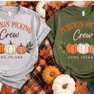 Alternative view of Pumpkin Picking Crew Shirt | Long Island Fall Shirt | Pumpkin Patch Tee | Fall Family Shirt | Apple Picking Tee | Autumn Long Island