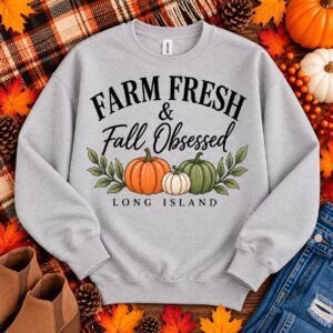 Long Island Fall Sweatshirt | Farm Fresh Pumpkin Crewneck (Unisex)