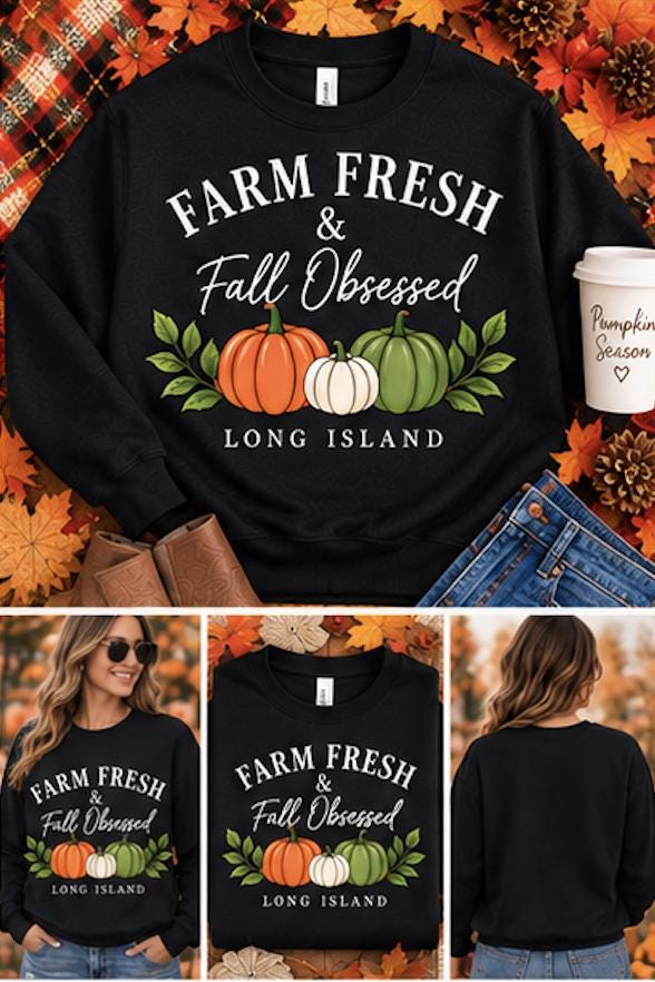 Long Island Fall Sweatshirt | Farm Fresh Pumpkin Crewneck (Unisex) - Image 3
