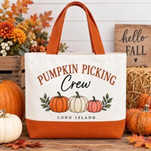 Pumpkin Picking Crew Tote | Long Island Fall Market Bag (14.96" x 18.5")
