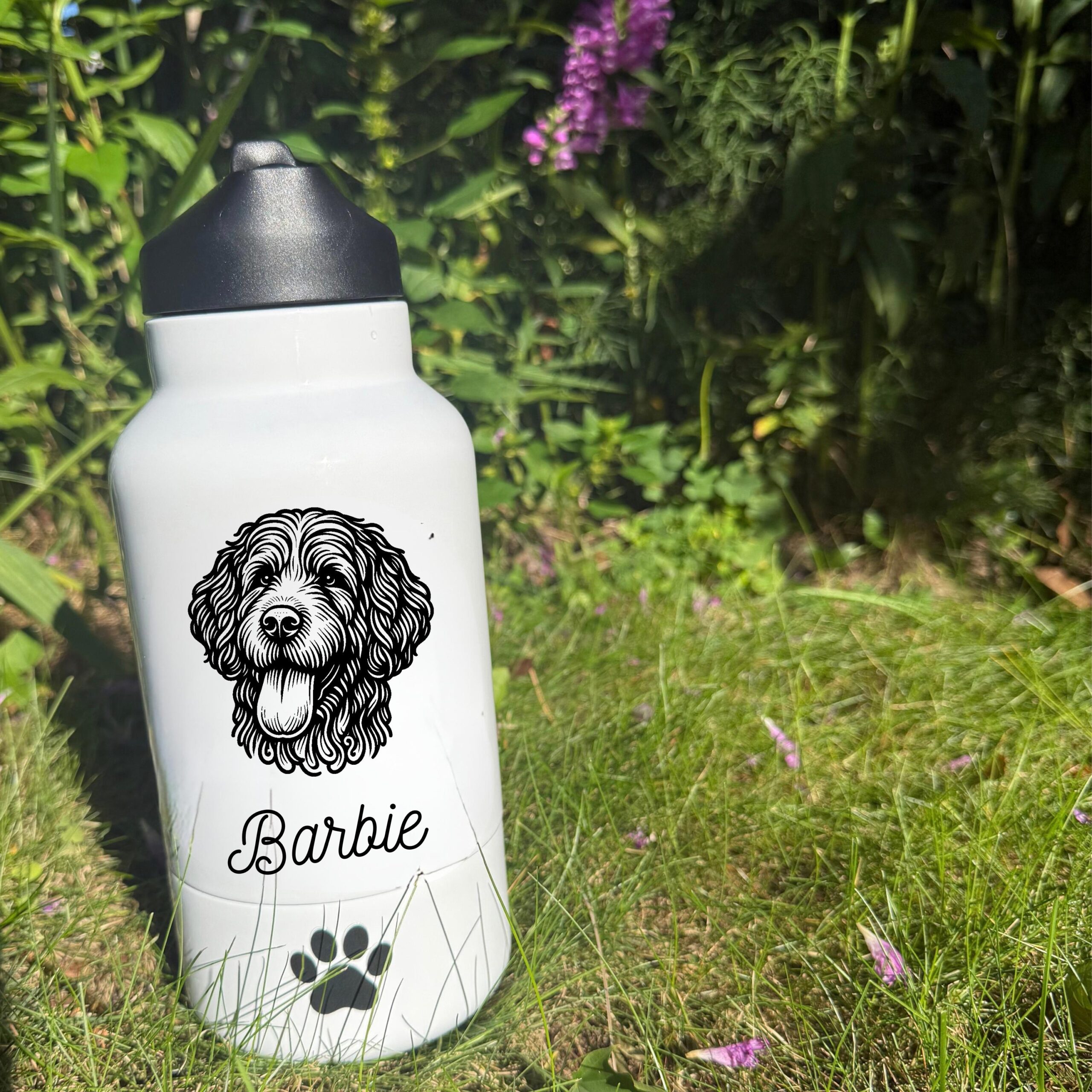 Australian Shepherd, Australian Terrier, Barbet Custom Dog Water Bottle with Bowl - Image 4