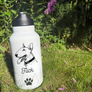 Brittany, Brussels Griffon or Bull Terrier Custom Pet Bottle and bowl
