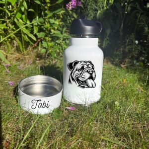 Bulldog, Bullmastiff, Cairn Terrier Custom Pet bottle and bowl
