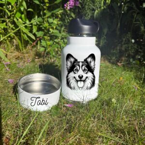Cane Corso, Cardigan Welsh Corgi or Catahoula Leopard Custom Pet Portrait Bottle and bowl