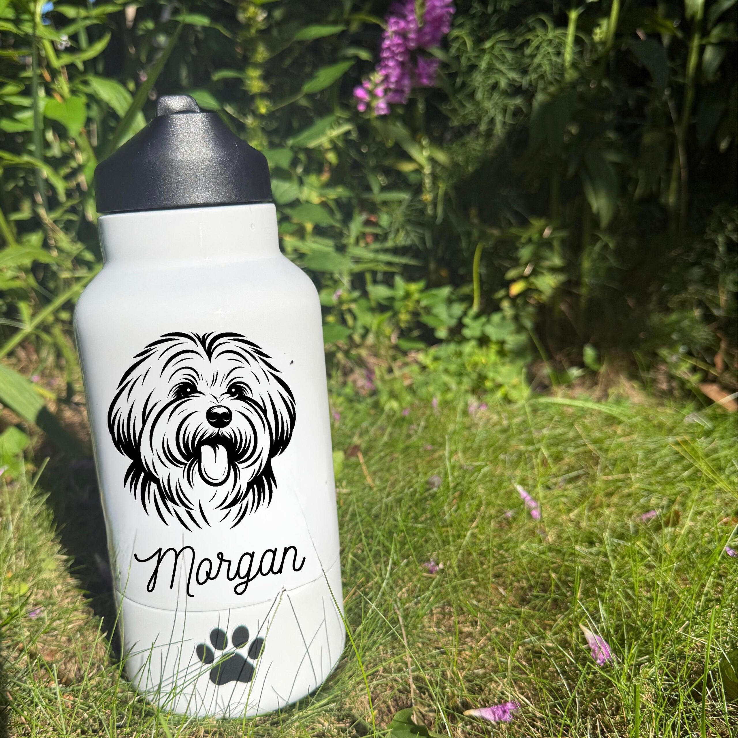 Cocker Spanie, Collie or Coton de Tulear Custom Pet Portrait Bottle and bowl - Image 3