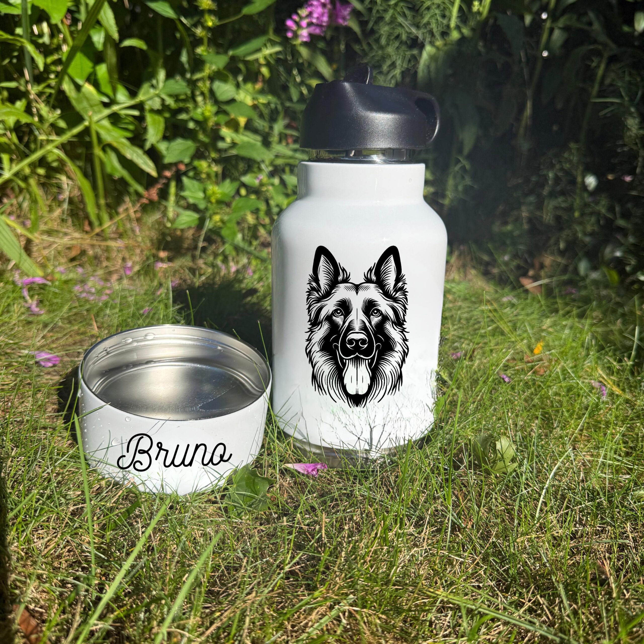 Dogue de Bordeaux, Dutch Shepherd or English Cocker Spaniel Custom Pet Portrait Bottle and bowl - Image 2