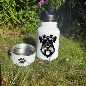 German Shorthaired Pointer, German Wirehaired Pointer  or Giant SchnauzerCustom Pet Portrait Bottle and bowl