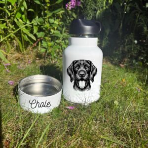 Alternative view of German Shorthaired Pointer, German Wirehaired Pointer  or Giant SchnauzerCustom Pet Portrait Bottle and bowl