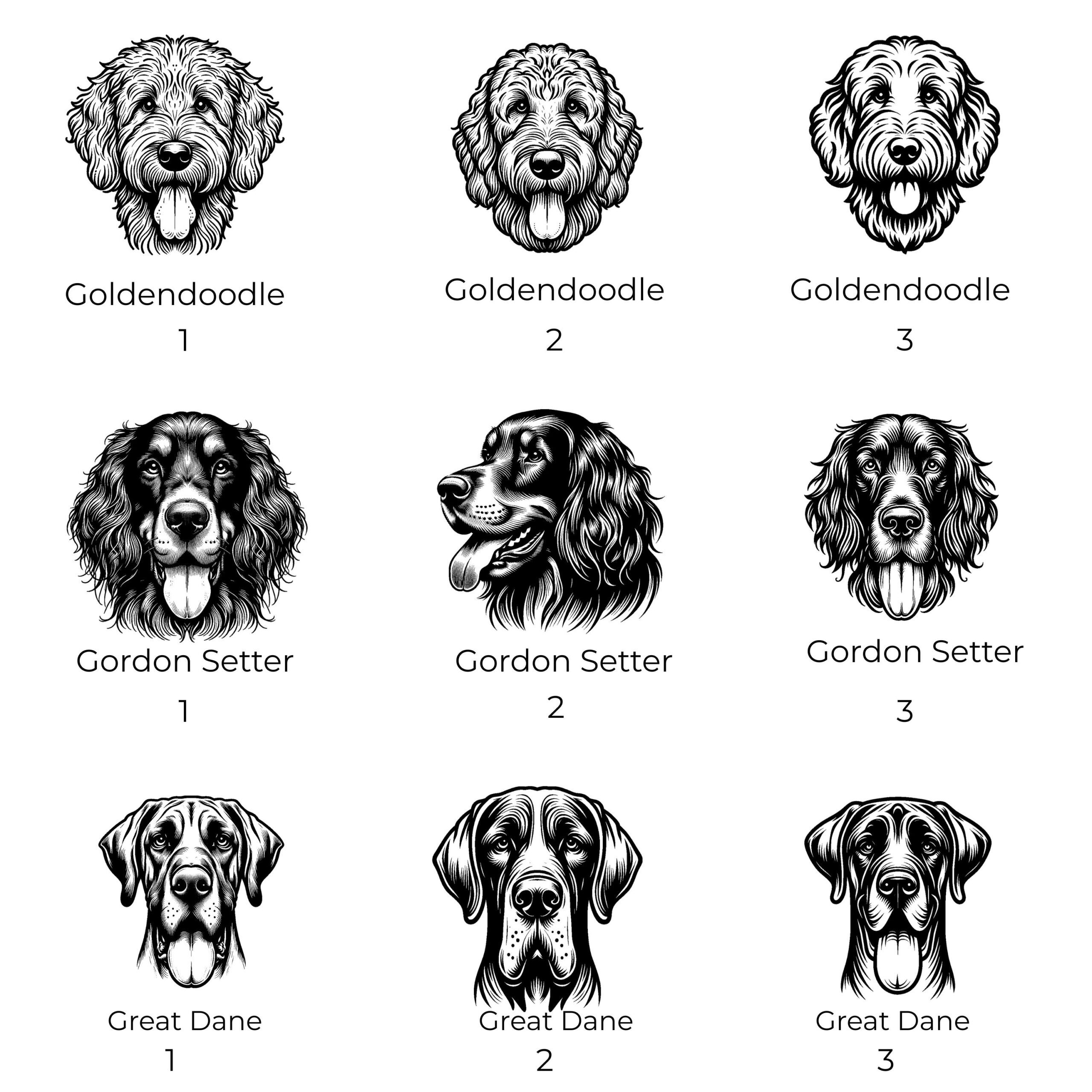 Goldendoodle, Gordon Setter & Great Dane Custom Pet Portrait Bottle and bowl - Image 4