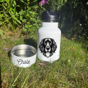Alternative view of Goldendoodle, Gordon Setter & Great Dane Custom Pet Portrait Bottle and bowl