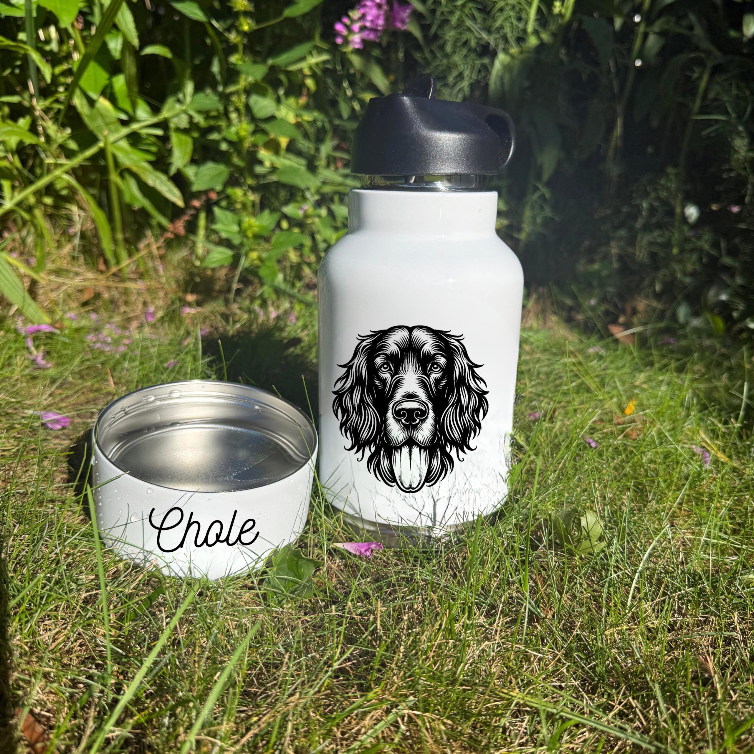 Goldendoodle, Gordon Setter & Great Dane Custom Pet Portrait Bottle and bowl - Image 2