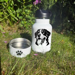 Great Pyrenees, Greater Swiss Mountain or Greyhound Custom Pet Portrait Bottle and bowl