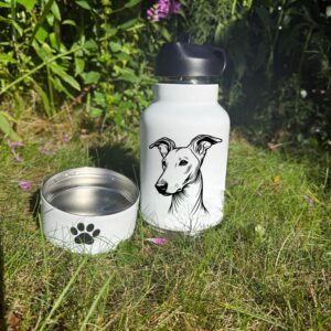 Harrier, Havanese & Ibizan Hound  Custom Pet Portrait Bottle and bowl