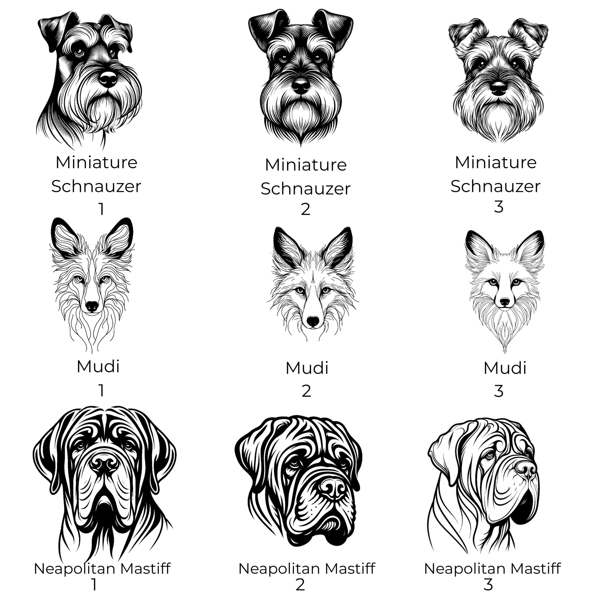 Miniature Schnauzer, Mudi & Neapolitan Mastiff Custom Pet Portrait Bottle and bowl - Image 4