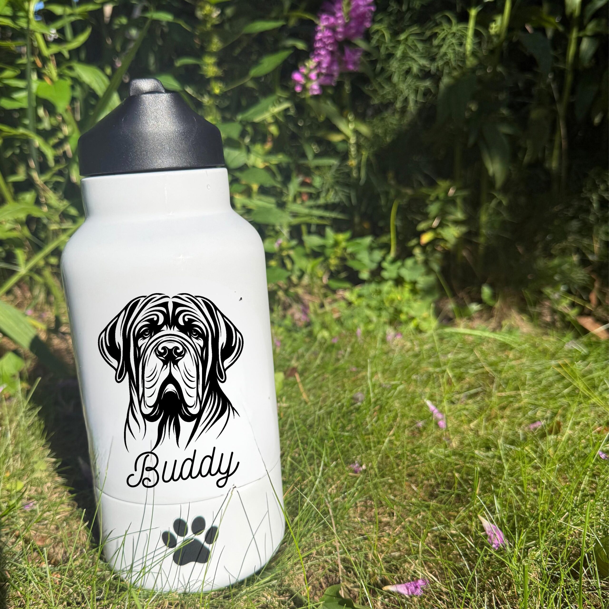 Miniature Schnauzer, Mudi & Neapolitan Mastiff Custom Pet Portrait Bottle and bowl - Image 3
