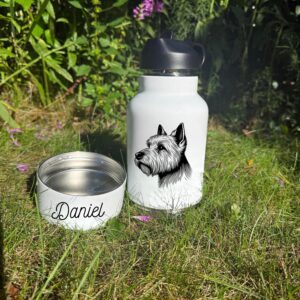 Alternative view of Norwegian Elkhound, Norwegian Lundehund  or Norwich TerrierCustom Pet Portrait Bottle and bowl