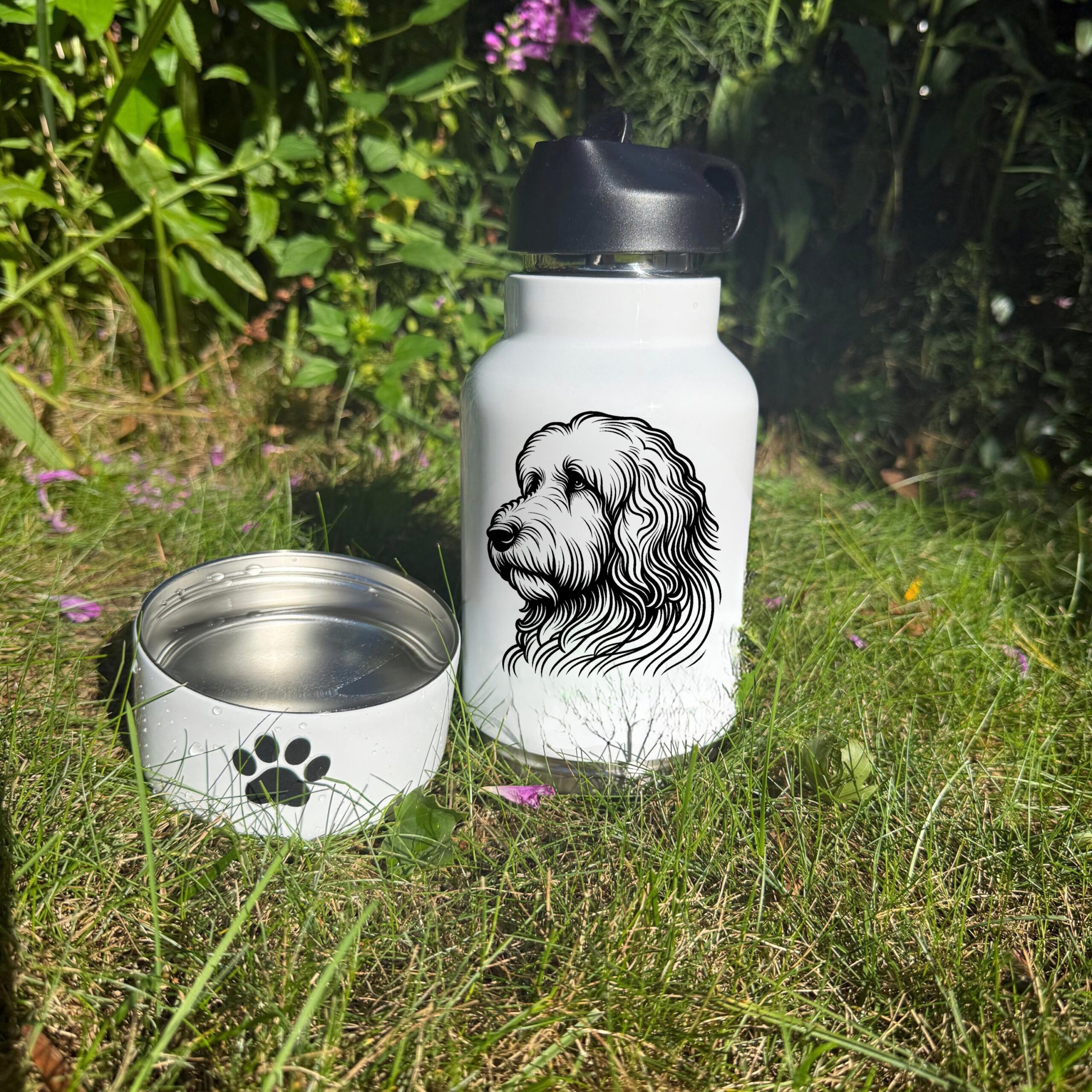 Nova Scotia Duck Tolling Retriever, Old English Sheepdog or Otterhound Custom Pet Portrait Bottle and bowl - Image 2