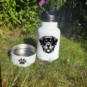 Rhodesian Ridgeback, Rottweiler or Russell Terrier Custom Pet Portrait Bottle and bowl