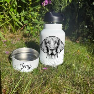 Vizsla, Weimaraner or Treeing Walker Coonhound Custom Pet Portrait Bottle and bowl